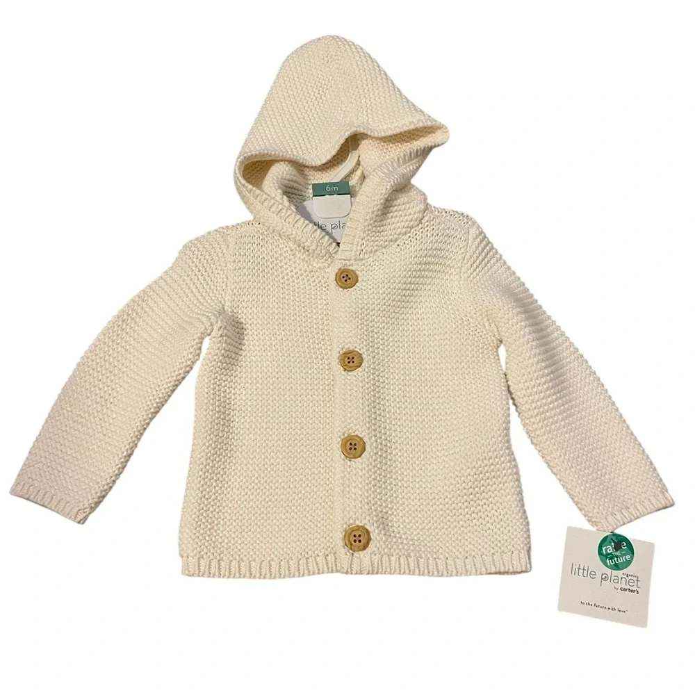 Little Planet by Carter’s‎ Organic Cotton Cardigan – 6 Months – Off White – NWT